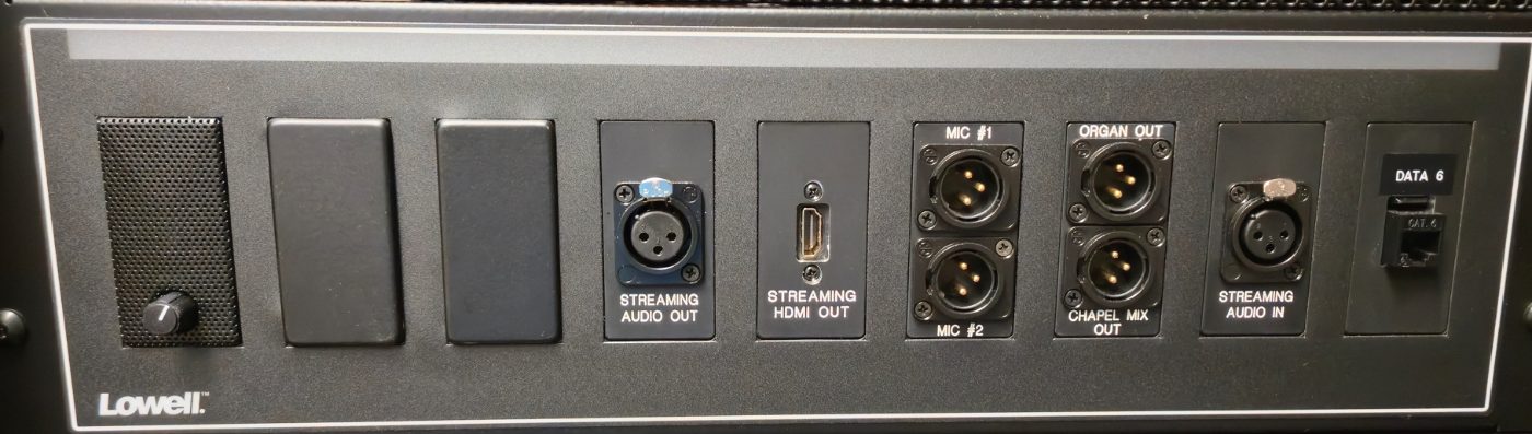 The sound system rack, upper section